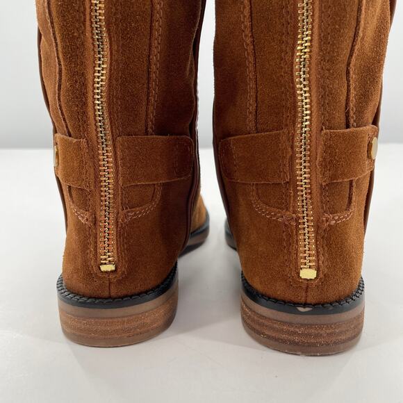 Franco Sarto Christine Brown Suede Tall Back Zip Equestrian Riding Boots 4 WC - Picture 7 of 11